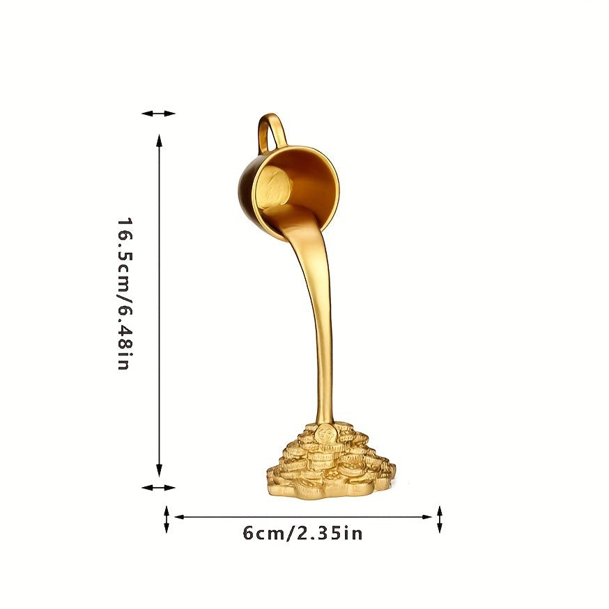 2 Pcs Glod Cup With Golden Spill" And Base Magic Pouring Coffee Cup Sculpture - Unique Resin Tabletop Art V888-ELOSUNG27612
