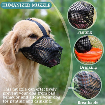 2 Pcs Size M Grey Breathable Mesh Dog Muzzle - Anti-Barking, Biting & Chewing - Adjustable & Comfortable V888-ELOSUNG27616