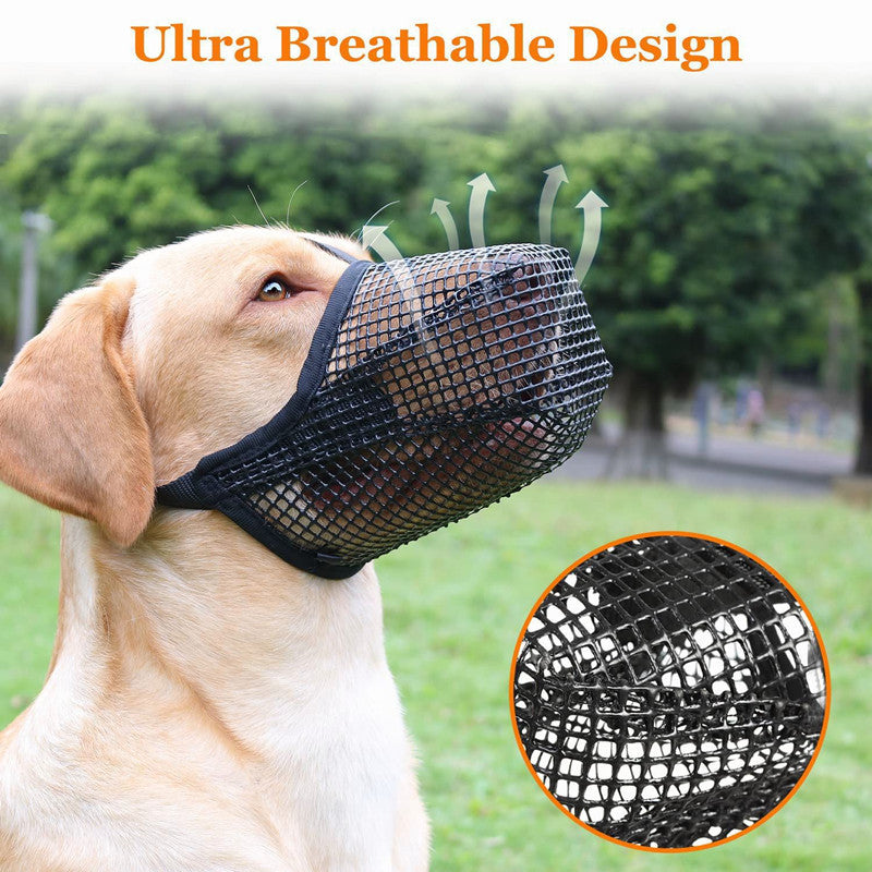 2 Pcs Size S Grey Breathable Mesh Dog Muzzle - Anti-Barking, Biting & Chewing - Adjustable & Comfortable V888-ELOSUNG27617