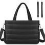 Black Stylish Quilted Nylon Tote Bag - Large Capacity Diaper Nappy Bag for Travel & Stroller with Adjustable V888-ELOSUNG27620