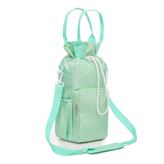 Green Insulated Tumbler Carrier Bag - Crossbody Water Bottle Holder with Pockets & Adjustable Strap for Large V888-ELOSUNG27634