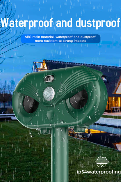 Green Advanced Solar Powered Ultrasonic Animal Repeller - Outdoor Pest Deterrent with Motion Sensor, Strobe V888-ELOSUNG27648