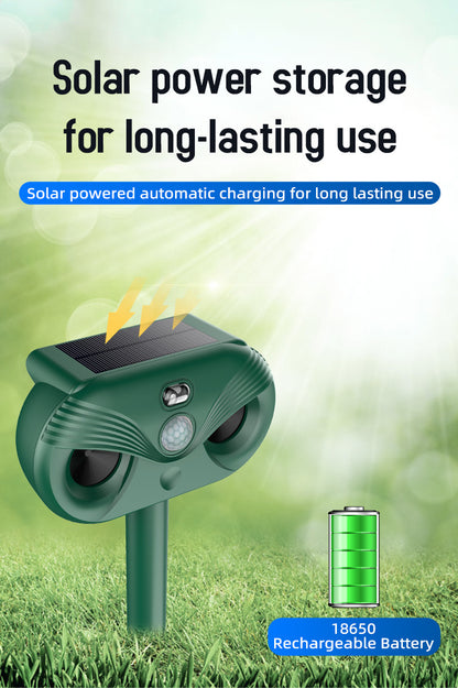 Black Advanced Solar Powered Ultrasonic Animal Repeller - Outdoor Pest Deterrent with Motion Sensor, Strobe V888-ELOSUNG27649