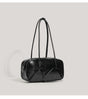 Black Chic PU Leather Baguette Shoulder Bag - Elegant Bow Accent Underarm Handbag for Women V888-ELOSUNG27654