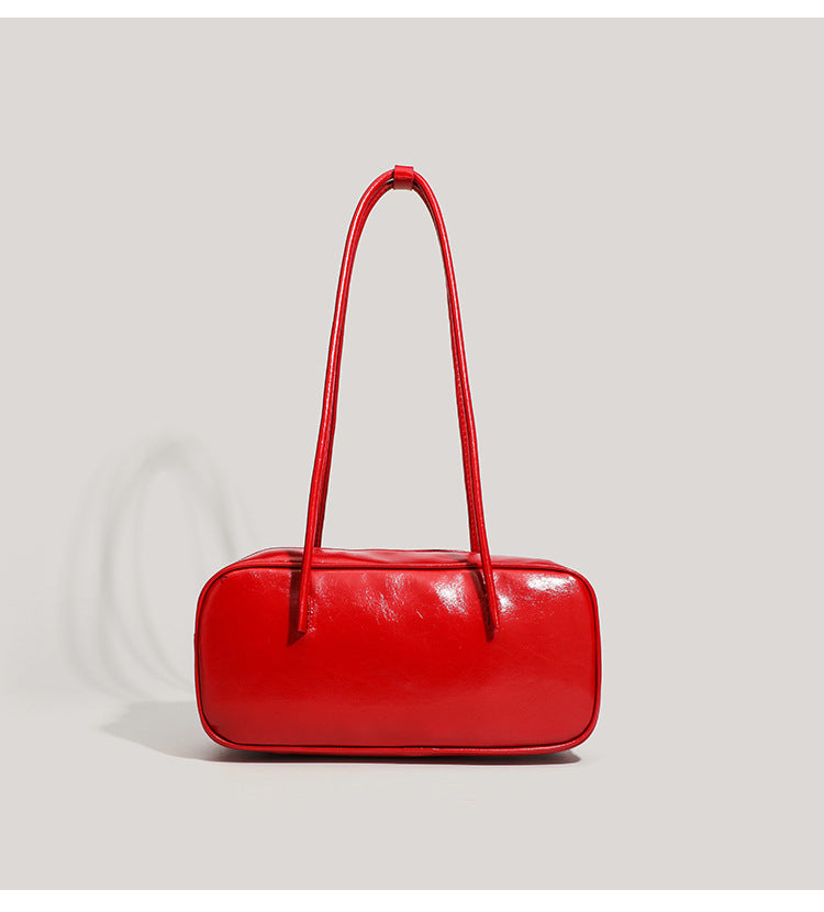 Coffee Chic PU Leather Baguette Shoulder Bag - Elegant Bow Accent Underarm Handbag for Women V888-ELOSUNG27655