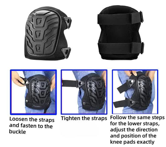 1 Pair Black Professional Hard Shell Knee Pads - Heavy Duty Protection for Work, Construction, Gardening & V888-ELOSUNG27656