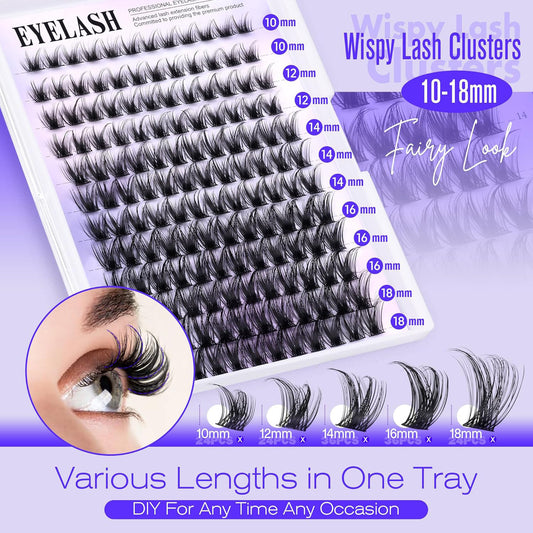 3 Pcs Black Stunning DIY Cluster Eyelash Extension Kit - 3 Trays, Mixed Lengths (10-18mm) Soft Vegan Wispy V888-ELOSUNG27661