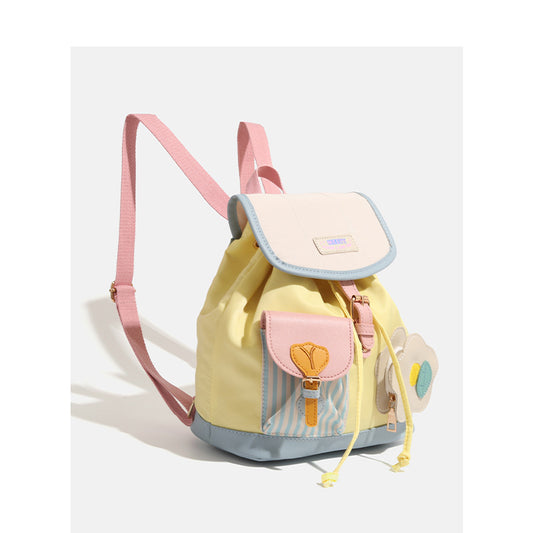 Colorful Chic Colorblock Mini Backpack - Cute Canvas Student Daypack, Lightweight Commuter Bag V888-ELOSUNG27664
