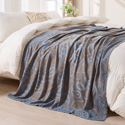 Brown,Taupe and Blue Elegant Patterned Throw Blanket - Soft Polyester Nap & Sofa Cover, 185x135cm Lightweight V888-ELOSUNG27665