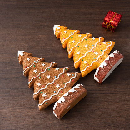 Brown Charming Gingerbread Christmas Tree Figurine - Festive Resin Holiday Table Decor Ornament V888-ELOSUNG27678