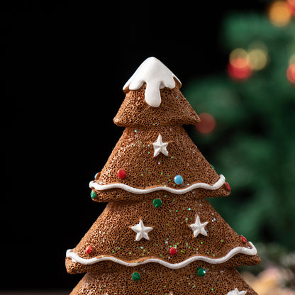 Brown Charming Gingerbread Christmas Tree Figurine - Festive Resin Holiday Table Decor Ornament V888-ELOSUNG27678