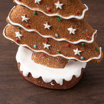 Yellow Charming Gingerbread Christmas Tree Figurine - Festive Resin Holiday Table Decor Ornament V888-ELOSUNG27679