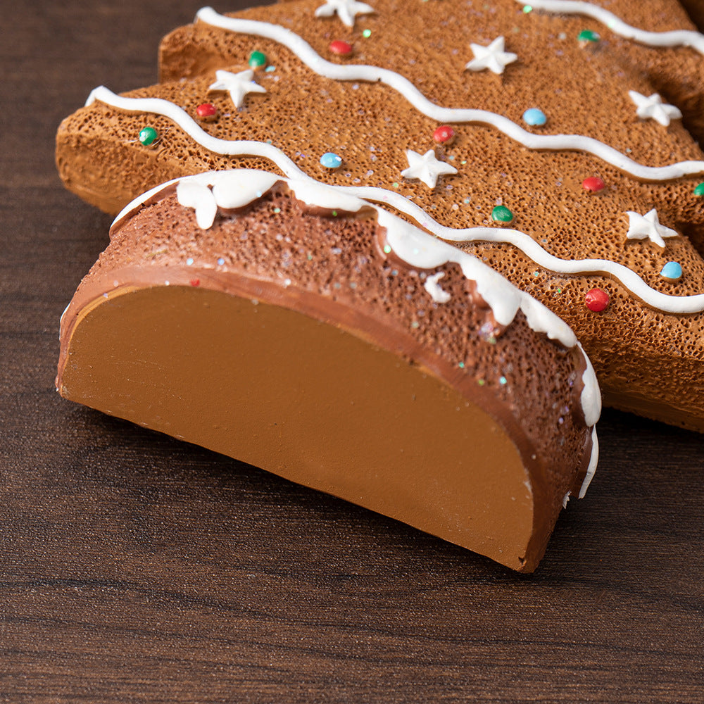 Yellow Charming Gingerbread Christmas Tree Figurine - Festive Resin Holiday Table Decor Ornament V888-ELOSUNG27679