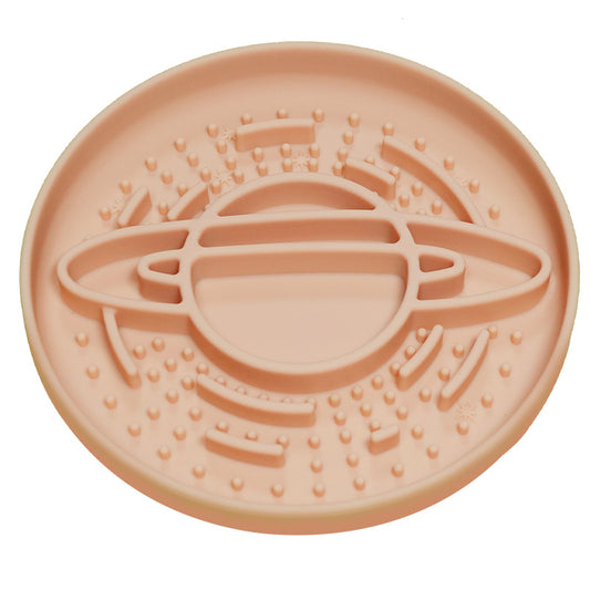 Apricot Silicone Planet Slow Feeder Dog Bowl - 2-in-1 Anti-Choke Lick Mat for Healthy Eating & Fun V888-ELOSUNG27689