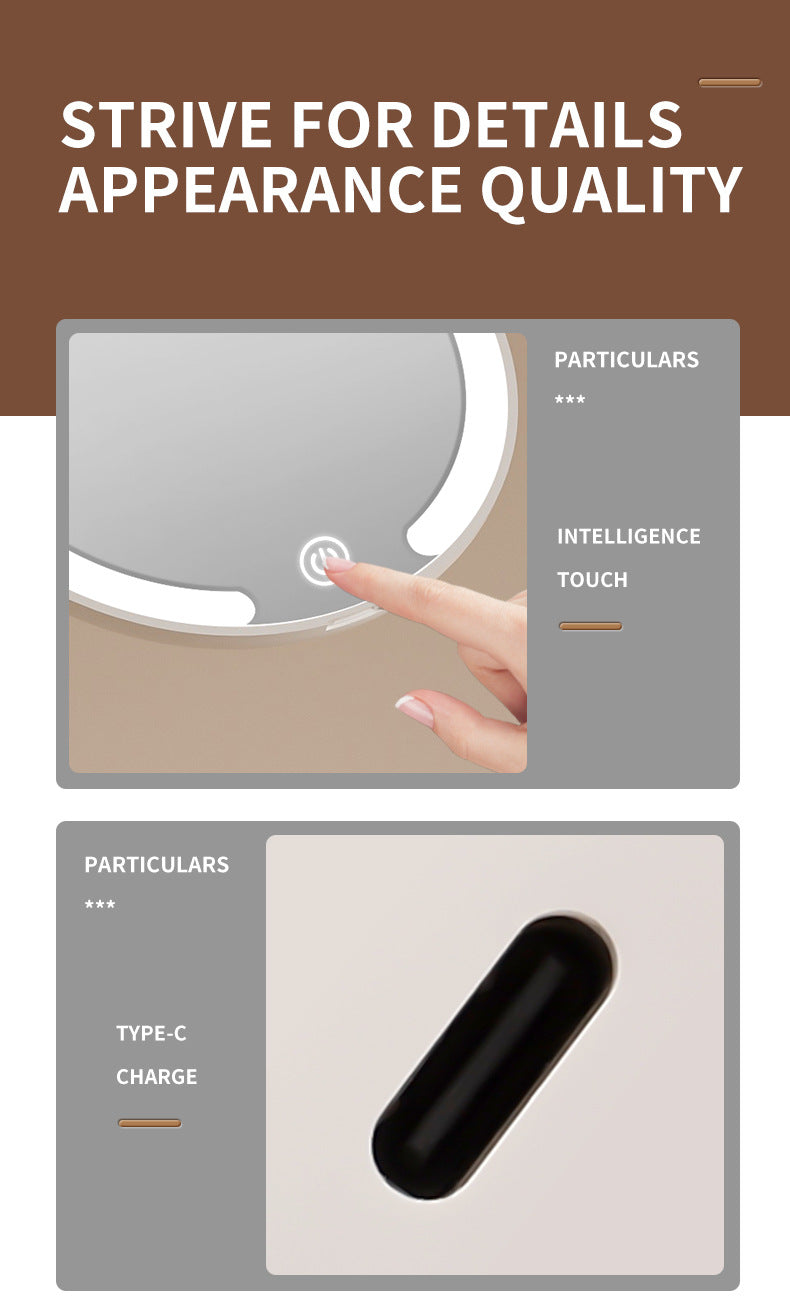 Yellow LED Travel Makeup Mirror - Rechargeable Compact Mirror with 3 Color Lights, 1x/5x Magnification & V888-ELOSUNG27703