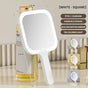 White Square Portable Handheld LED Makeup Mirror - USB-C Rechargeable with 3 Color Light Modes for On-The-Go V888-ELOSUNG27716