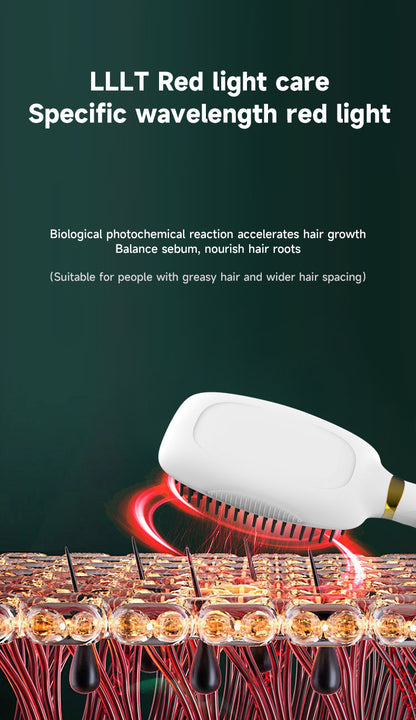 White Advanced 3-in-1 Scalp & Hair Care Massage Comb - Red Light Therapy, EMS Microcurrent & Vibration for V888-ELOSUNG27733