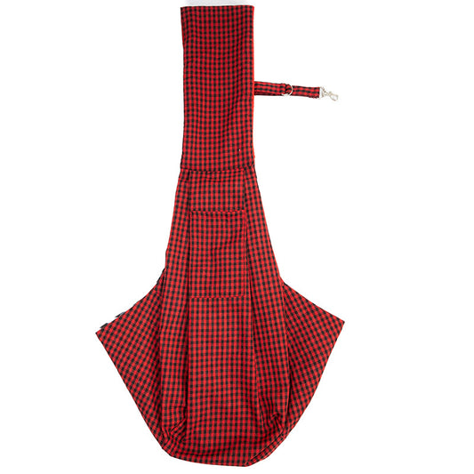 Black and Red Checkered Comfortable Pet Sling Carrier for Small Dogs & Cats - Breathable Cotton Checkered V888-ELOSUNG27739