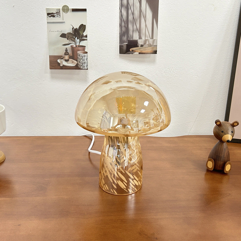 Yellow Charming Retro Glass Mushroom Table Lamp - Vintage Nordic Style Bedside Light V888-ELOSUNG27753