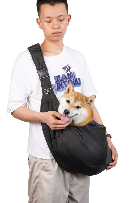 Black Breathable Pet Sling Carrier for Small Dogs & Cats - Adjustable Hands-Free Travel Pouch with Safety V888-ELOSUNG27756