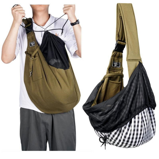 Black Breathable Pet Sling Carrier for Small Dogs & Cats - Adjustable Hands-Free Travel Pouch with Safety V888-ELOSUNG27756
