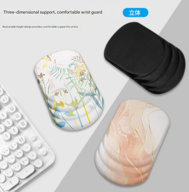 White Ergonomic Mouse Pad with 3D Silicone Gel Wrist Rest - Stylish Comfort & Support for Office & Home V888-ELOSUNG27760