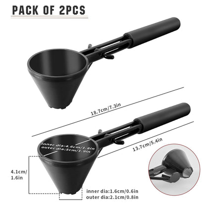 Black 2-Pack No-Spill Sliding Scoop & Funnel - Mess-Free for Protein Powder, Coffee, Formula V888-ELOSUNG27765