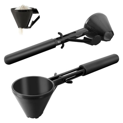 Black 2-Pack No-Spill Sliding Scoop & Funnel - Mess-Free for Protein Powder, Coffee, Formula V888-ELOSUNG27765