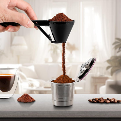 Black 2-Pack No-Spill Sliding Scoop & Funnel - Mess-Free for Protein Powder, Coffee, Formula V888-ELOSUNG27765
