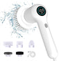 White Rechargeable Electric Spin Scrubber - Waterproof Power Cleaning Brush with 5 Heads & Digital Display V888-ELOSUNG27766