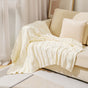 Beige Cozy Lightweight Acrylic Knit Throw Blanket - Diamond Waffle Texture for Sofa, Bed & Travel V888-ELOSUNG27771