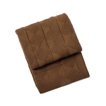 Brown Cozy Lightweight Acrylic Knit Throw Blanket - Diamond Waffle Texture for Sofa, Bed & Travel V888-ELOSUNG27772