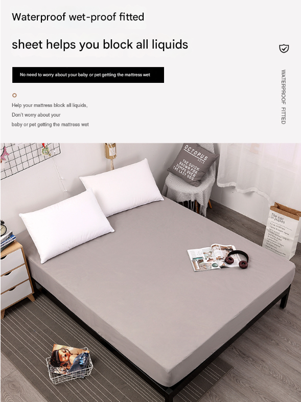 Light Blue Queen Size Waterproof Fitted Mattress Protector - Soft & Breathable Bed Cover, Hypoallergenic, V888-ELOSUNG27785