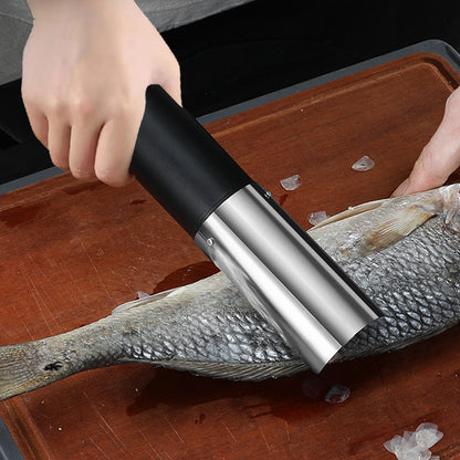 White Cordless Electric Fish Scaler - Rechargeable 3000mAh Power, Stainless Steel Blade, Mess-Free Fish V888-ELOSUNG27801