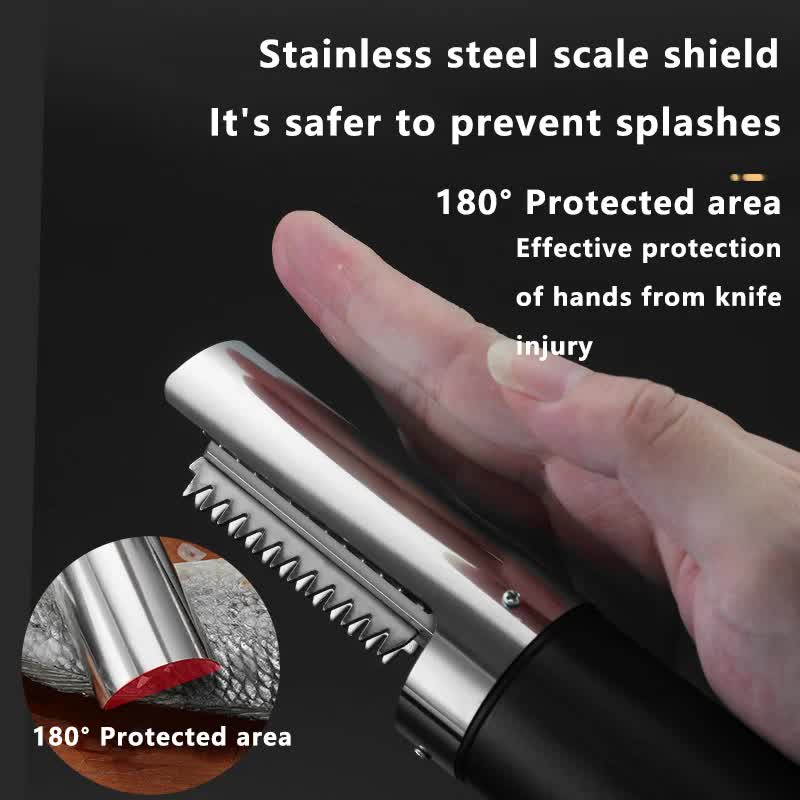 Black Cordless Electric Fish Scaler - Rechargeable 3000mAh Power, Stainless Steel Blade, Mess-Free Fish V888-ELOSUNG27802
