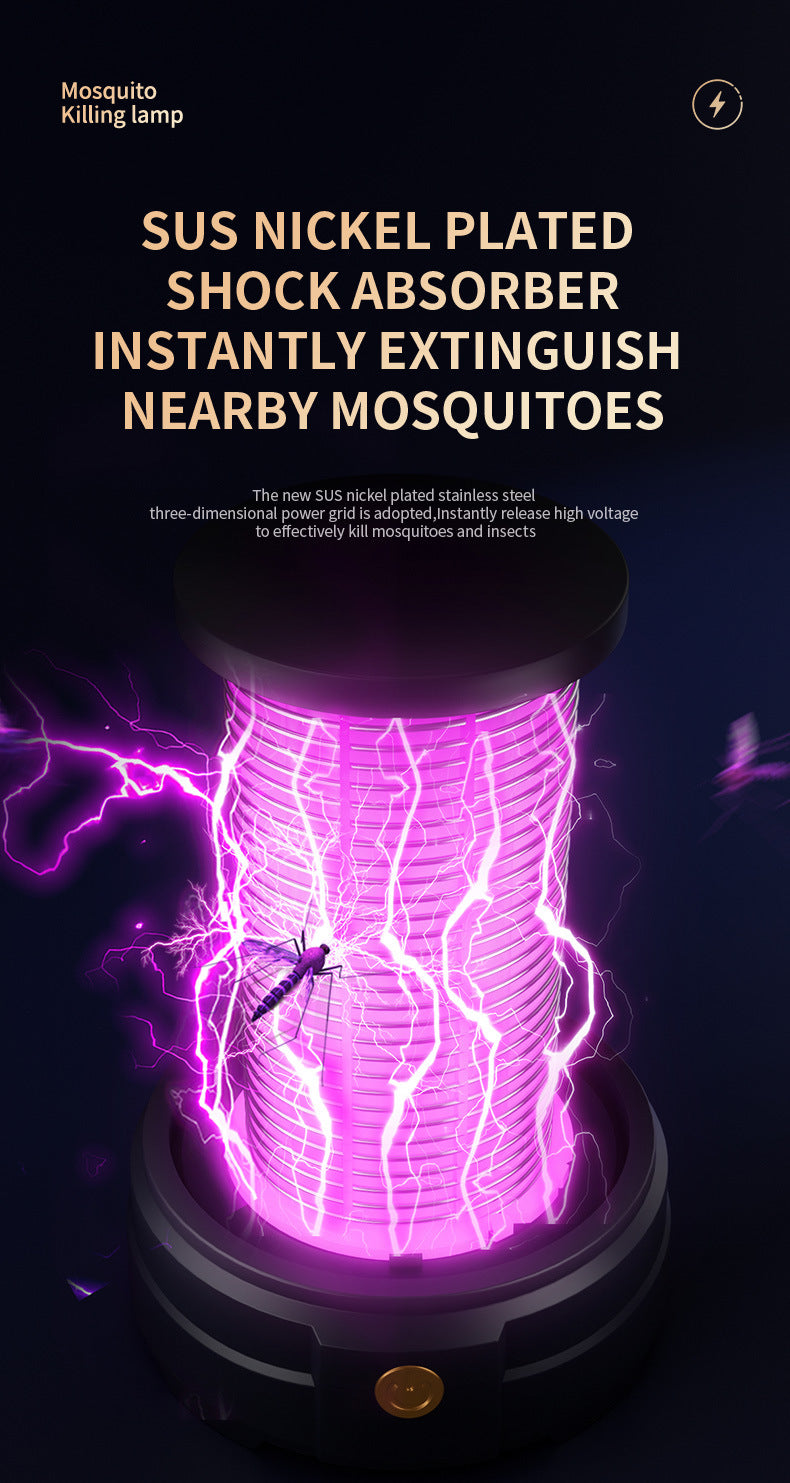 White Portable 3-in-1 Electric Mosquito Zapper Lamp - UV Bug Killer, Warm Night Light & Bright Lantern, USB V888-ELOSUNG27805
