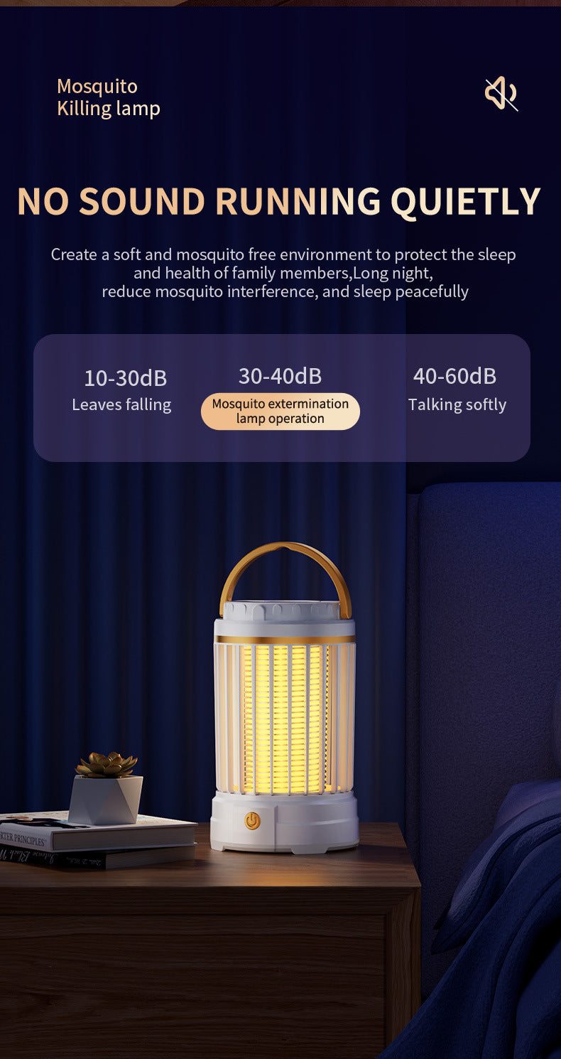 White Portable 3-in-1 Electric Mosquito Zapper Lamp - UV Bug Killer, Warm Night Light & Bright Lantern, USB V888-ELOSUNG27805
