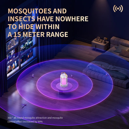 Dark Blue Portable 3-in-1 Electric Mosquito Zapper Lamp - UV Bug Killer, Warm Night Light & Bright Lantern, V888-ELOSUNG27806