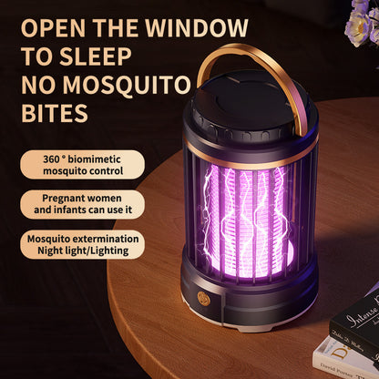 USB Rechargeable Dark Blue Portable 3-in-1 Electric Mosquito Zapper Lamp - UV Bug Killer, Warm Night Light & V888-ELOSUNG27807