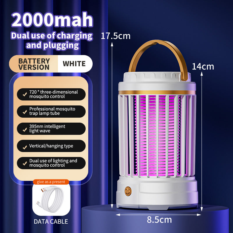 USB Rechargeable White Portable 3-in-1 Electric Mosquito Zapper Lamp - UV Bug Killer, Warm Night Light & V888-ELOSUNG27808