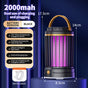 USB Rechargeable Black Portable 3-in-1 Electric Mosquito Zapper Lamp - UV Bug Killer, Warm Night Light & V888-ELOSUNG27809