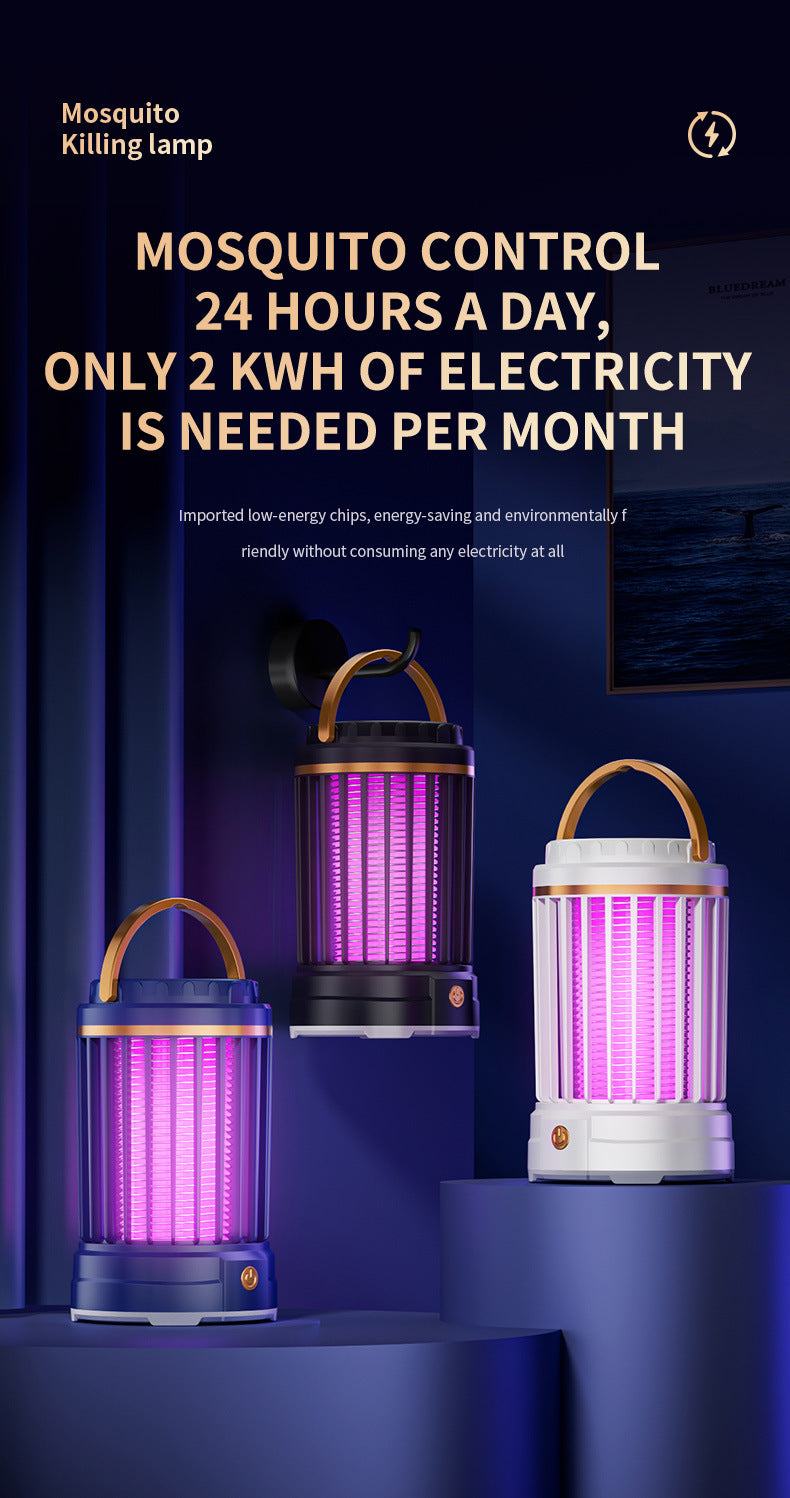 USB Rechargeable Black Portable 3-in-1 Electric Mosquito Zapper Lamp - UV Bug Killer, Warm Night Light & V888-ELOSUNG27809