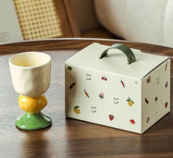 Yellow Whimsical lemon Stem Ceramic Goblet - 150ml Hand-Painted lemon Design, Unique Coffee & Drinkware Gift V888-ELOSUNG27815