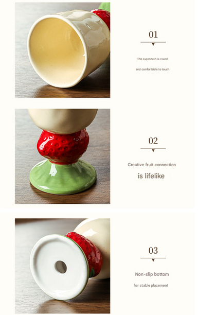 Red Whimsical Watermelon Stem Ceramic Goblet - 150ml Hand-Painted Watermelon Design, Unique Coffee & V888-ELOSUNG27817