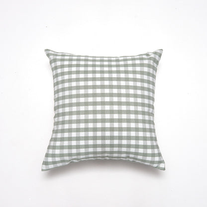 Green Small Plaid Pattern Set of 2 Decorative Cushion Covers - 45x45cm, Soft Polyester (Inserts Not Included) V888-ELOSUNG27822