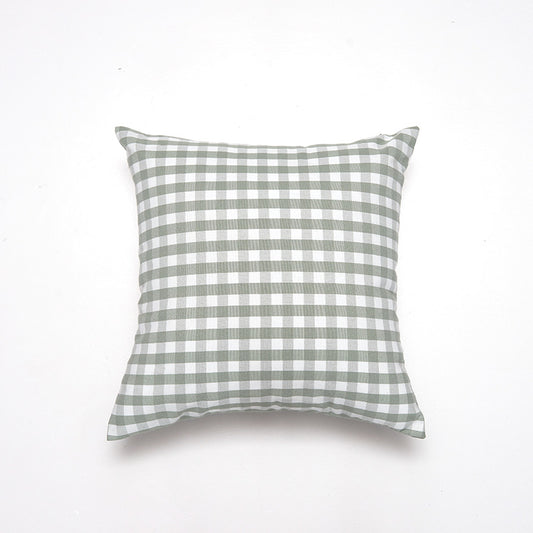 Green Small Plaid Pattern Set of 2 Decorative Cushion Covers - 45x45cm, Soft Polyester (Inserts Not Included) V888-ELOSUNG27822