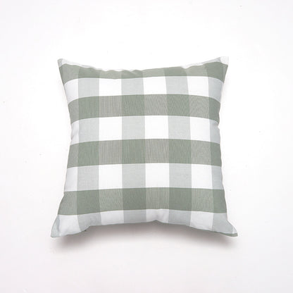 Green Big Plaid Pattern Set of 2 Decorative Cushion Covers - 45x45cm, Soft Polyester (Inserts Not Included) V888-ELOSUNG27823