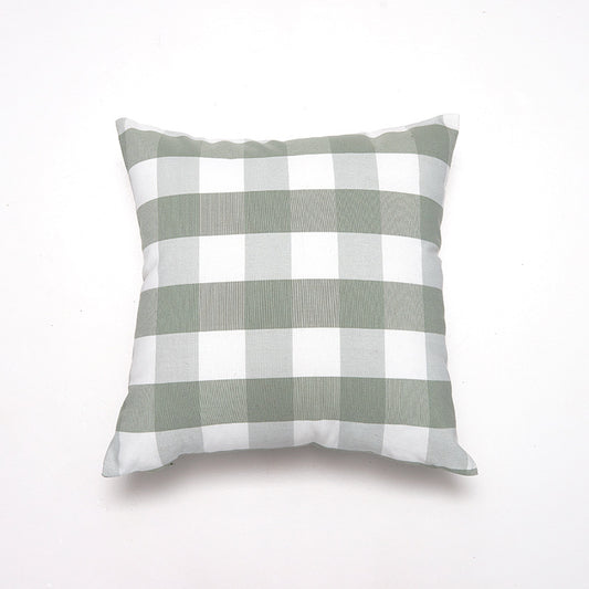 Green Big Plaid Pattern Set of 2 Decorative Cushion Covers - 45x45cm, Soft Polyester (Inserts Not Included) V888-ELOSUNG27823