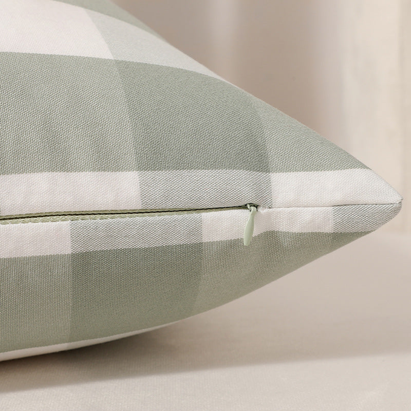 Green Big Plaid Pattern Set of 2 Decorative Cushion Covers - 45x45cm, Soft Polyester (Inserts Not Included) V888-ELOSUNG27823