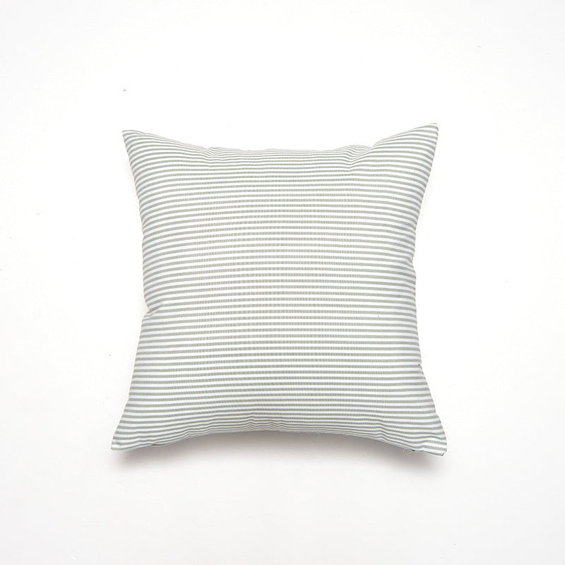 Green Pinstripe Pattern Set of 2 Decorative Cushion Covers - 45x45cm, Soft Polyester (Inserts Not Included) V888-ELOSUNG27824